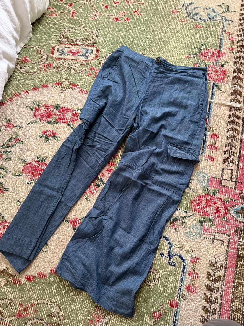 LA Relaxed Blue Wide-Leg Cargo Pants